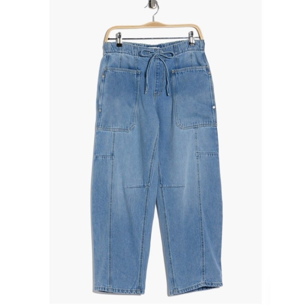 Scotch & Soda The Arc Drawstring Barrel Leg Jeans L Blue Pull On Utility NWT
